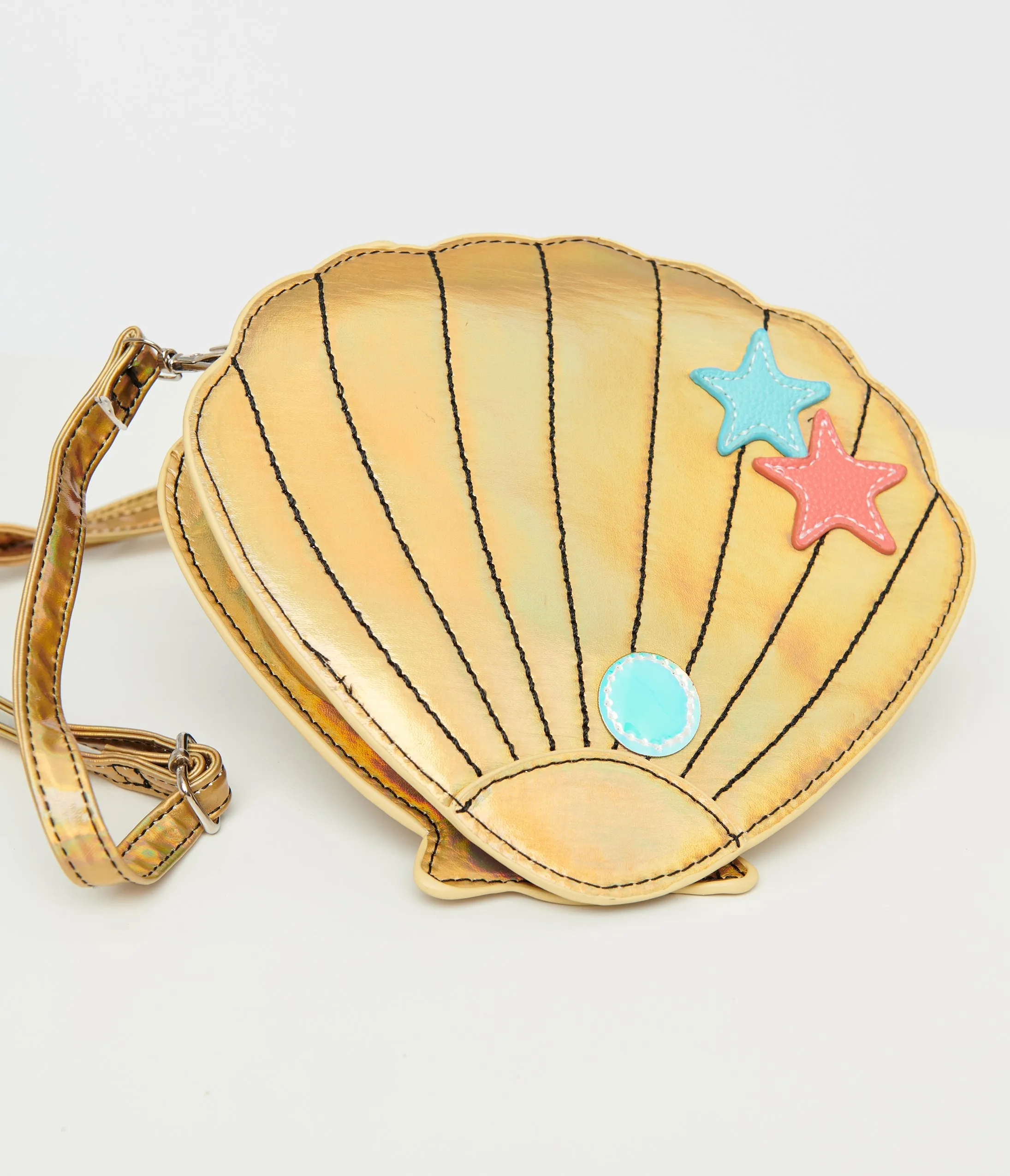 Metallic Gold Sea Shell Crossbody Bag