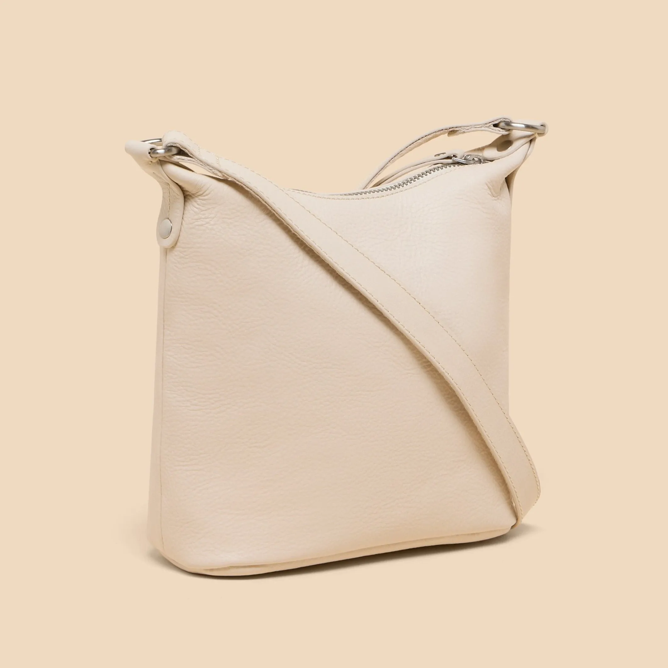 Mini Fern Leather Crossbody Bag - Pale Ivory