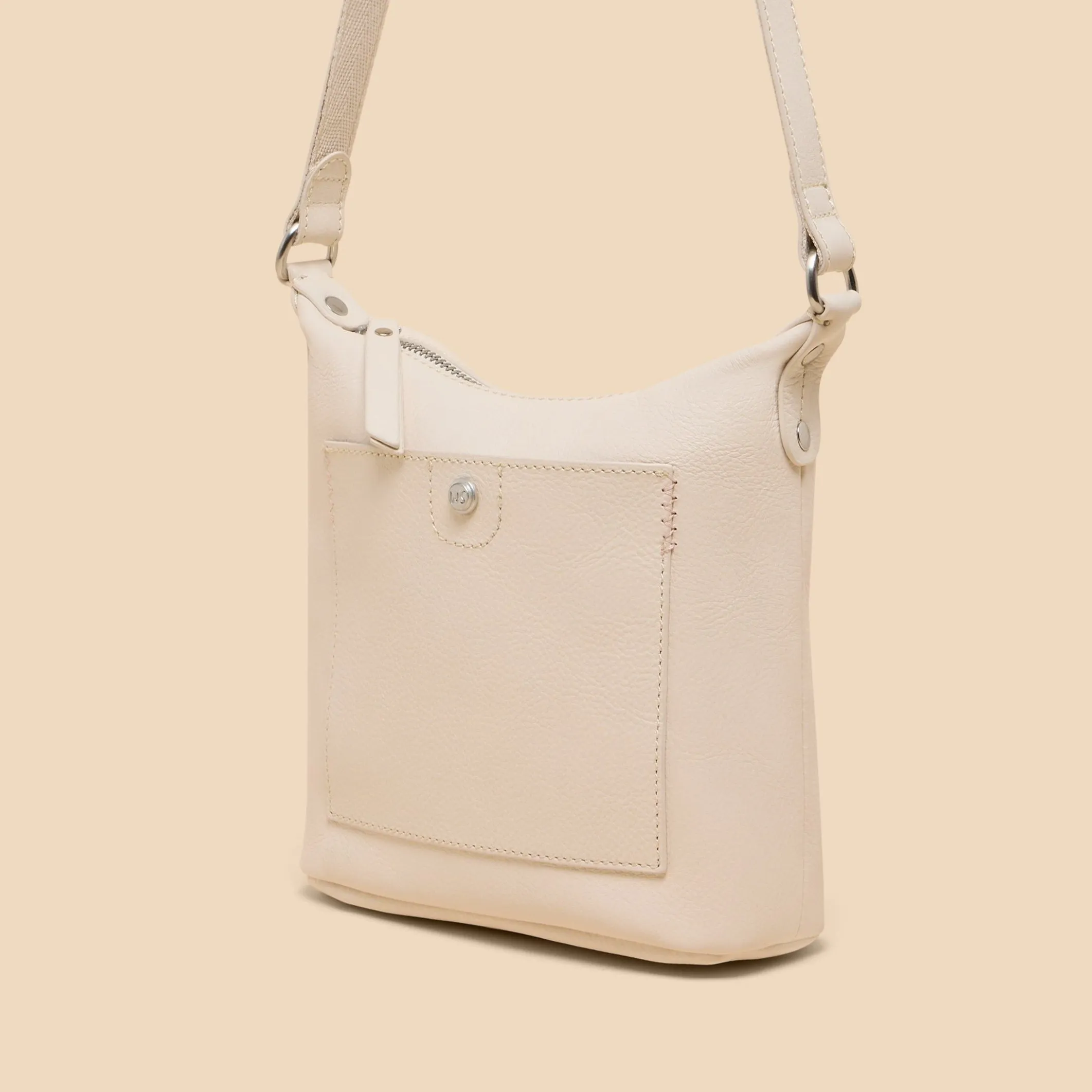 Mini Fern Leather Crossbody Bag - Pale Ivory