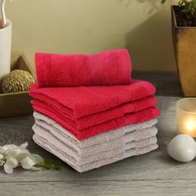 Miorah Face Towel (Red & Beige) - Set Of Eight