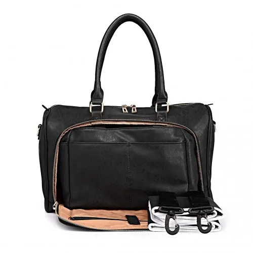 Miss Lulu Leather Look Maternity Changing Shoulder Bag Black - Stylish, Practical, and Durable