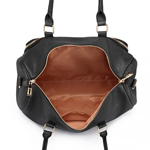 Miss Lulu Leather Look Maternity Changing Shoulder Bag Black - Stylish, Practical, and Durable