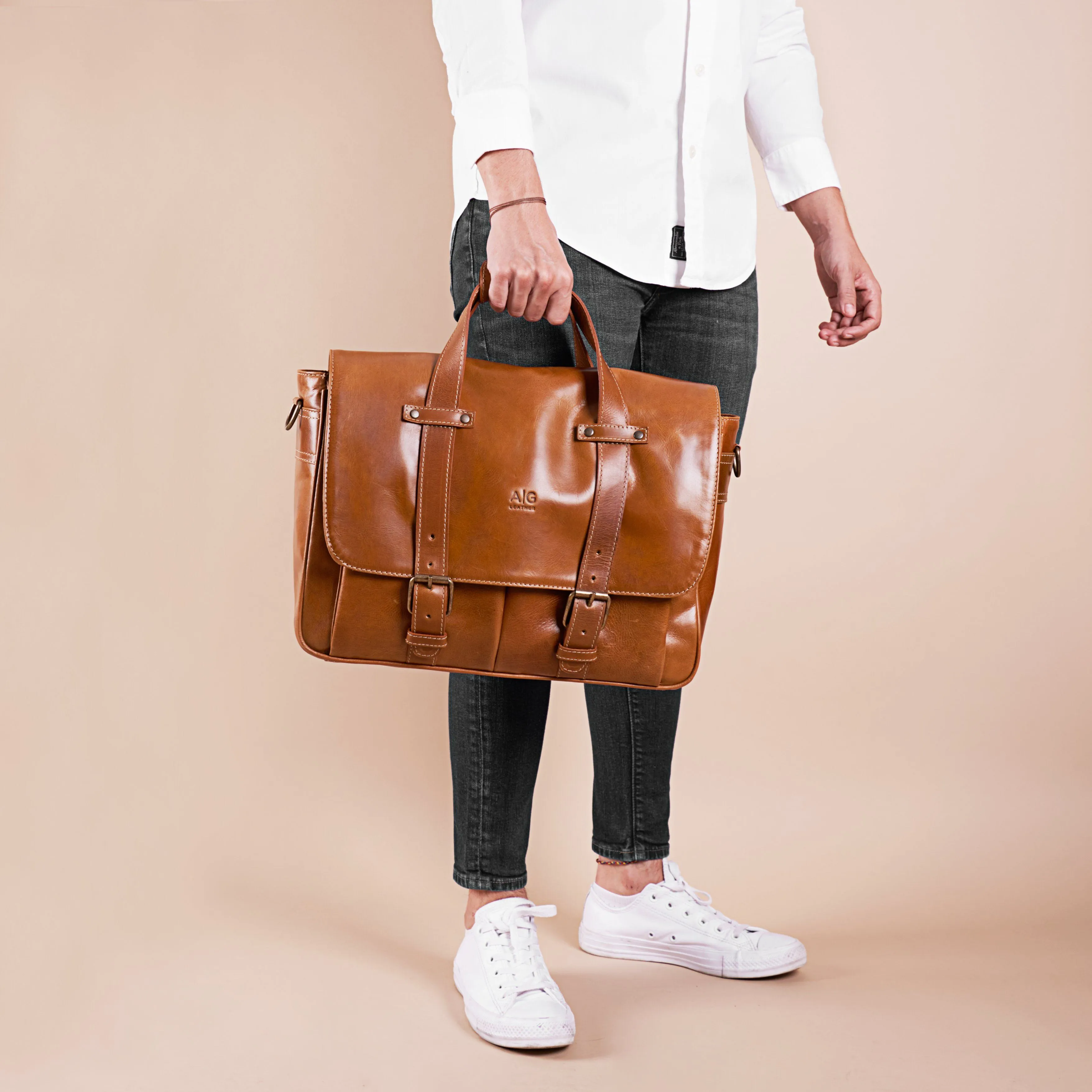 Montana Portfolio XL Briefcase Legal Size in Cognac Leather