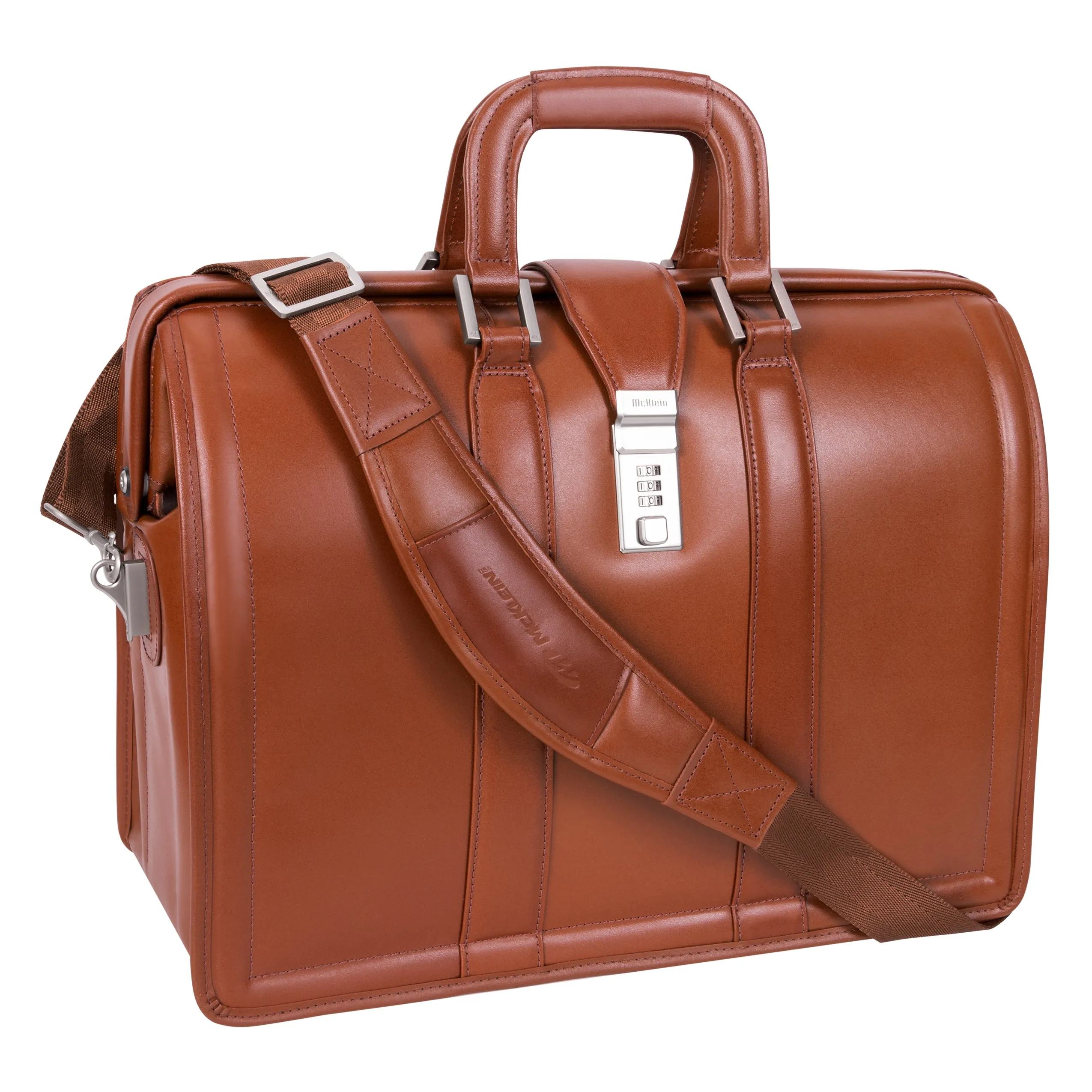 MORGAN | 17" Leather Litigator Laptop Briefcase