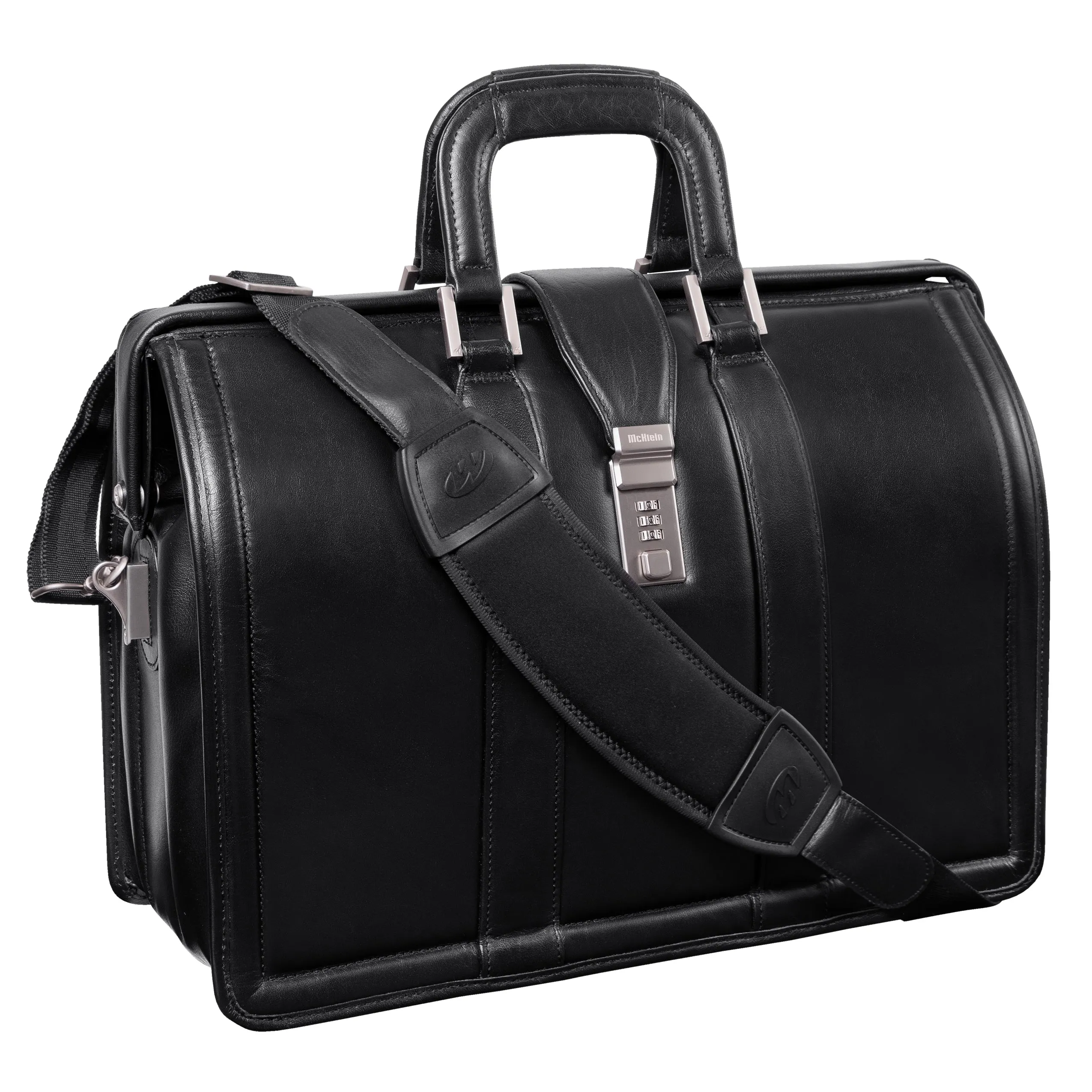 MORGAN | 17" Leather Litigator Laptop Briefcase