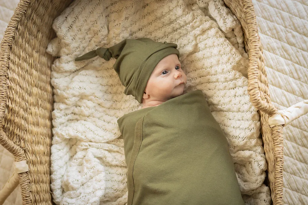 Morgan Robe & Olive Green Swaddle Blanket Set