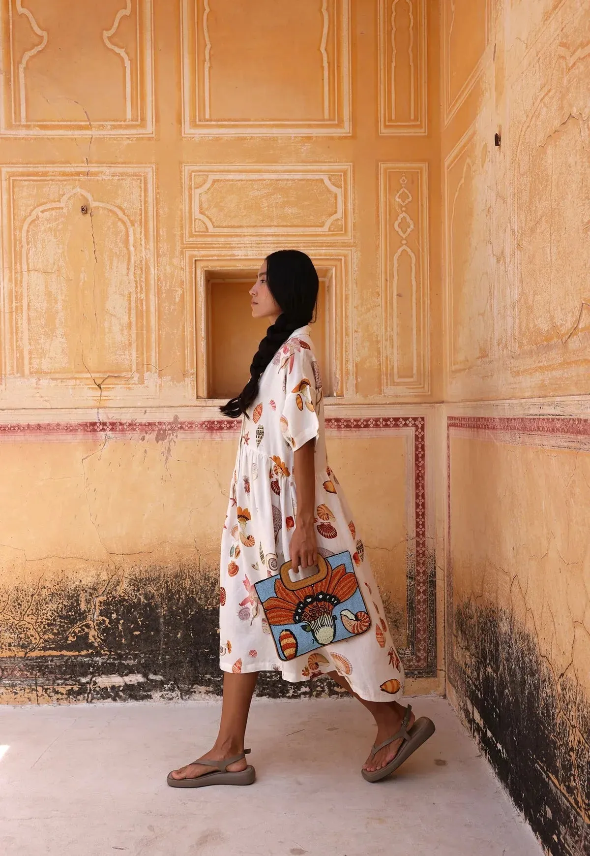 Nancybird Beaded Clutch in Rust Shell