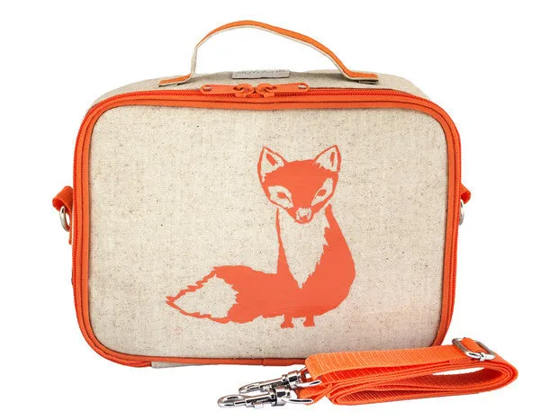 Orange Fox Lunch Box - Raw Linen