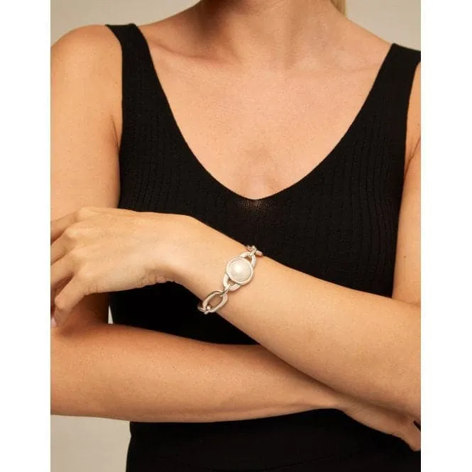 Ovni White Metal Pearl Shell Bracelet