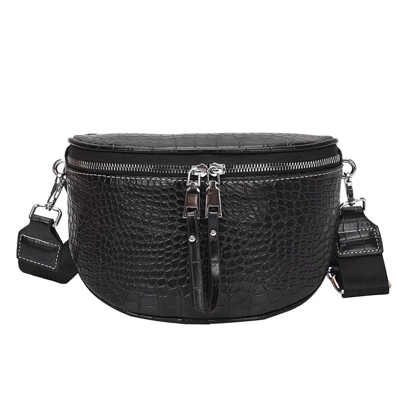 Paziye Leather Crocodile Print Crossbody bag