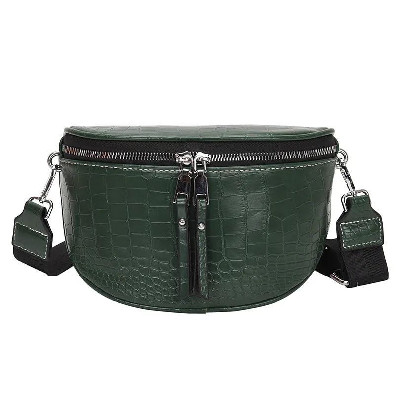 Paziye Leather Crocodile Print Crossbody bag