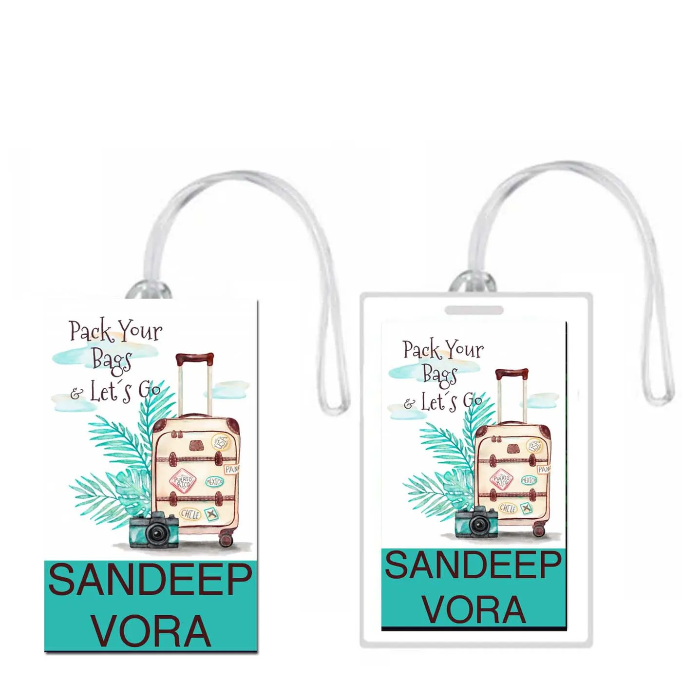 Personalized Luggage Tags Pack Your Bags Design - Set of 5