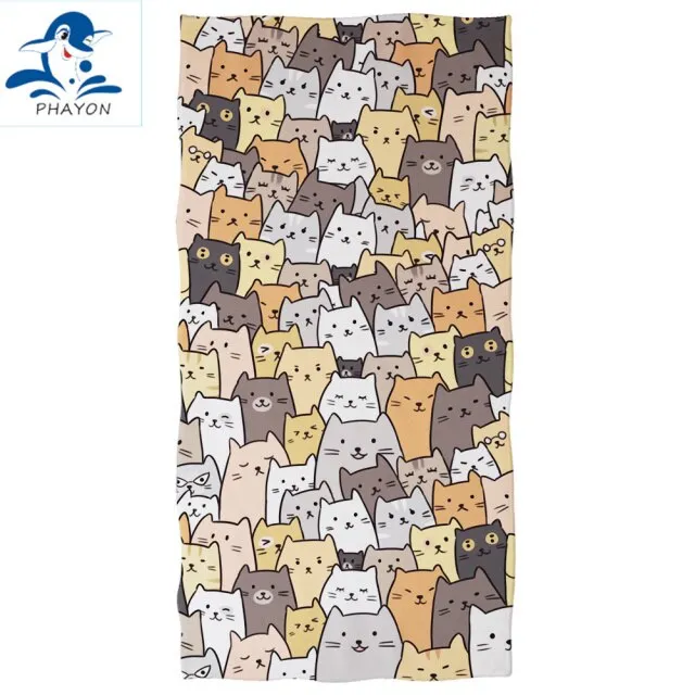 PHAYON 1Pcs Quicky-dry Microfiber Bath Towels Cute Cartoon Dogs 75*150cm Beach Towel Love Large Sport Towels Camping Accessories