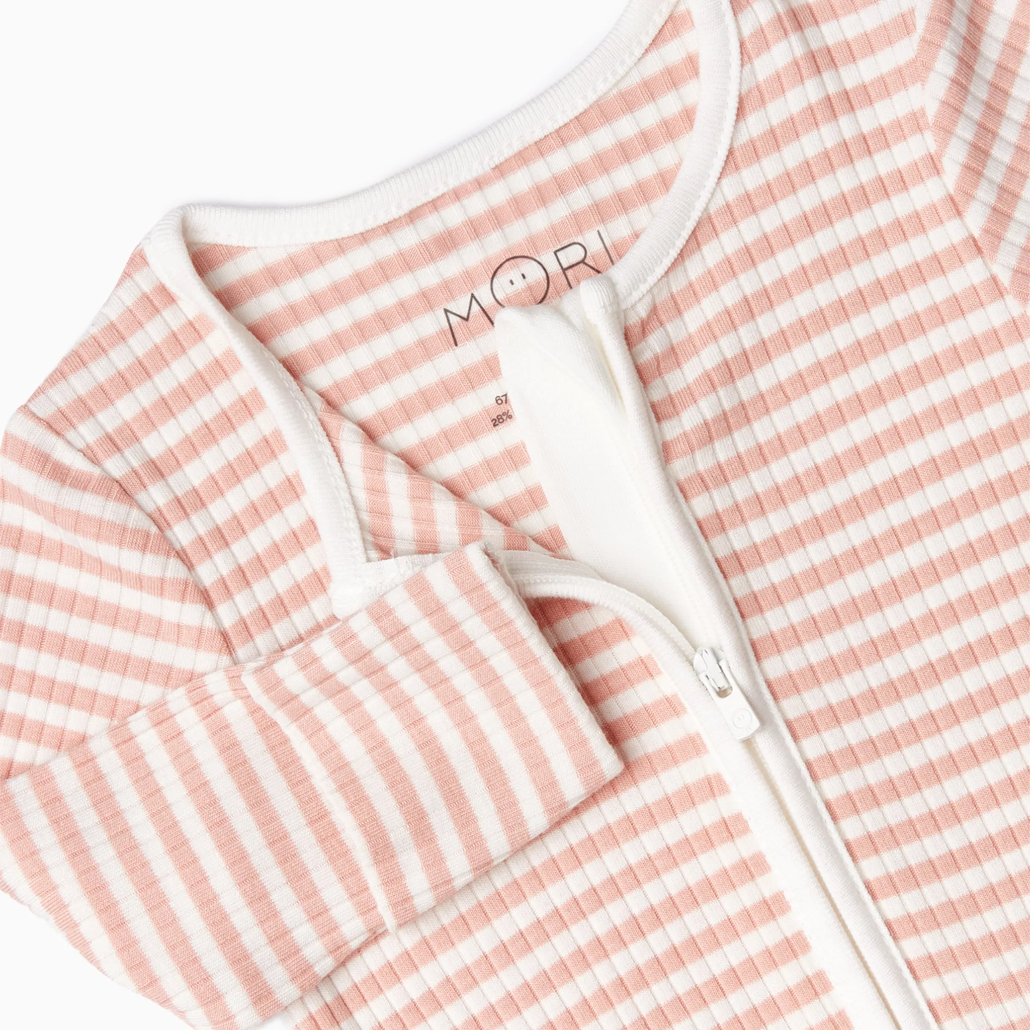 Pink Stripe Ribbed Clever Zip Footed Baby Pajamas