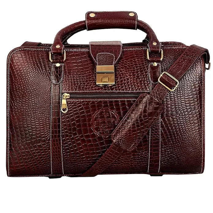 Premium Croc Brown Leather Office & Messenger Bag LB019