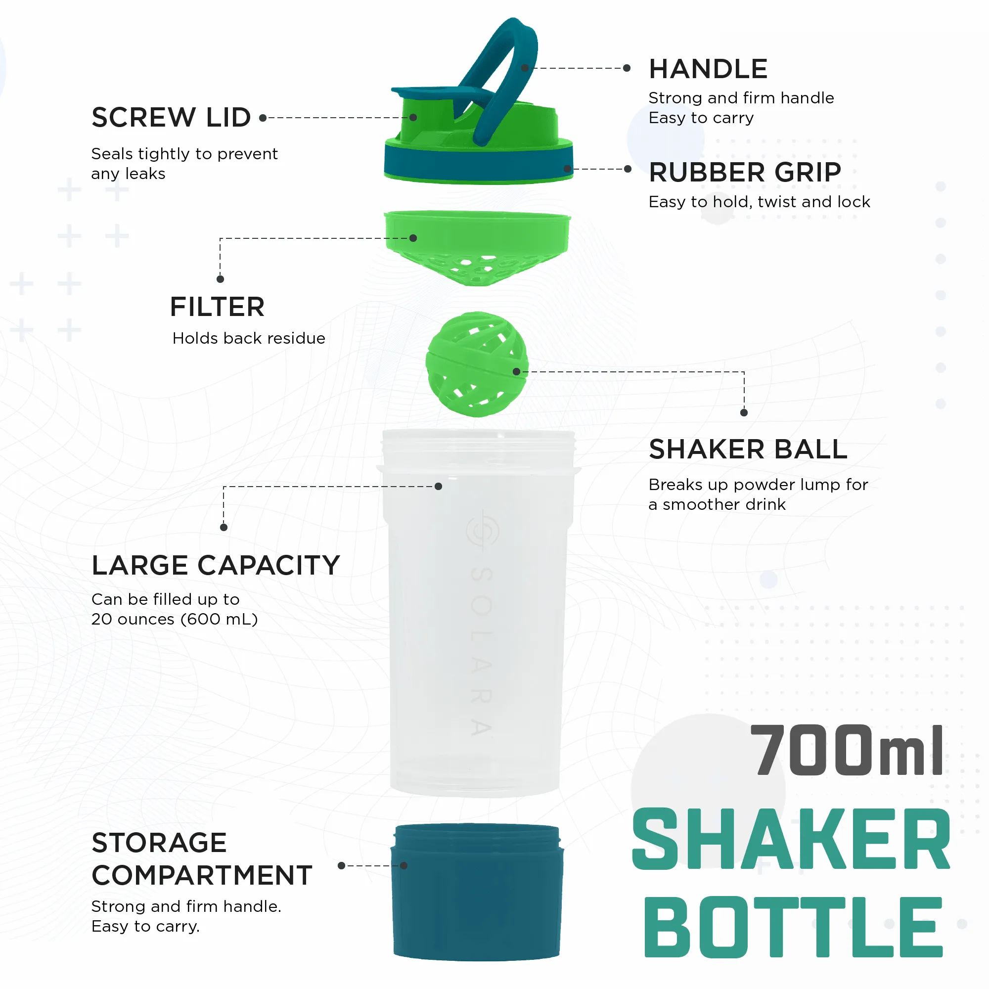 Protein Shaker Bottle -650 ML