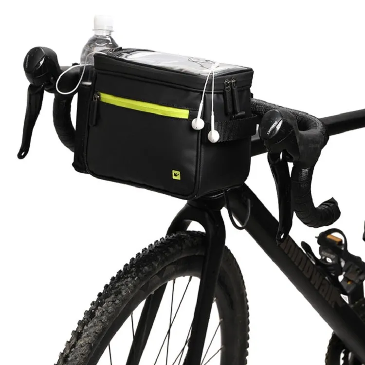 Rhinowalk Bicycle Front Handle Bag Camera Bag Waterproof 7.5 inch Large Touch Screen Navigation Mobile Phone Bag Bicycle Bag(Matt Black Green)