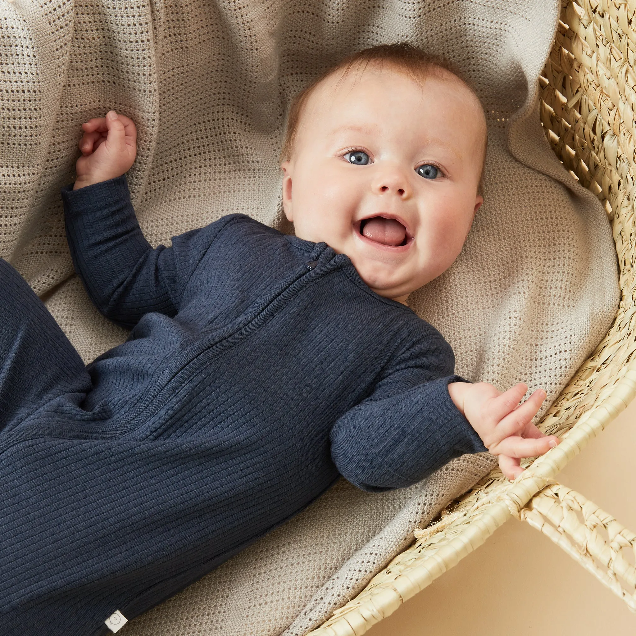 Ribbed Zip-Up Baby Pajamas