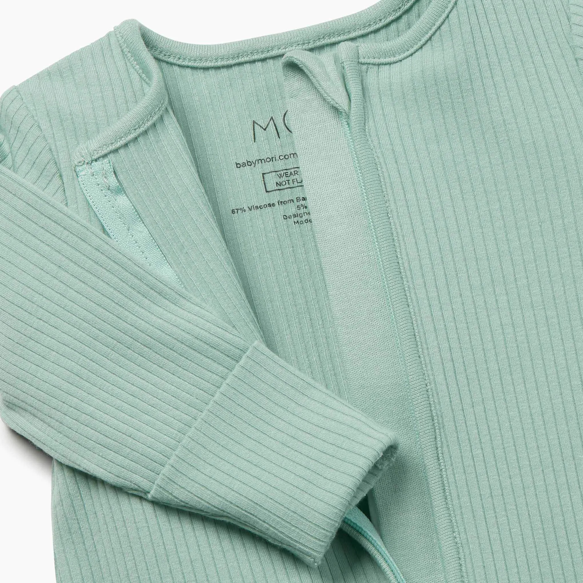 Ribbed Zip-Up Baby Pajamas