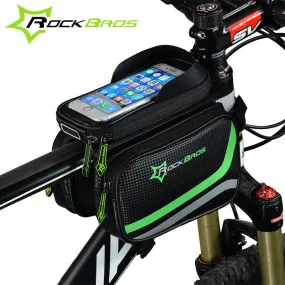 ROCKBROS MTB Bicycle Frame Front Bag Head Top Tube Double IPouch Touch Cycling Pannier For 5.8 /6 inch Smartphone Touch Screen