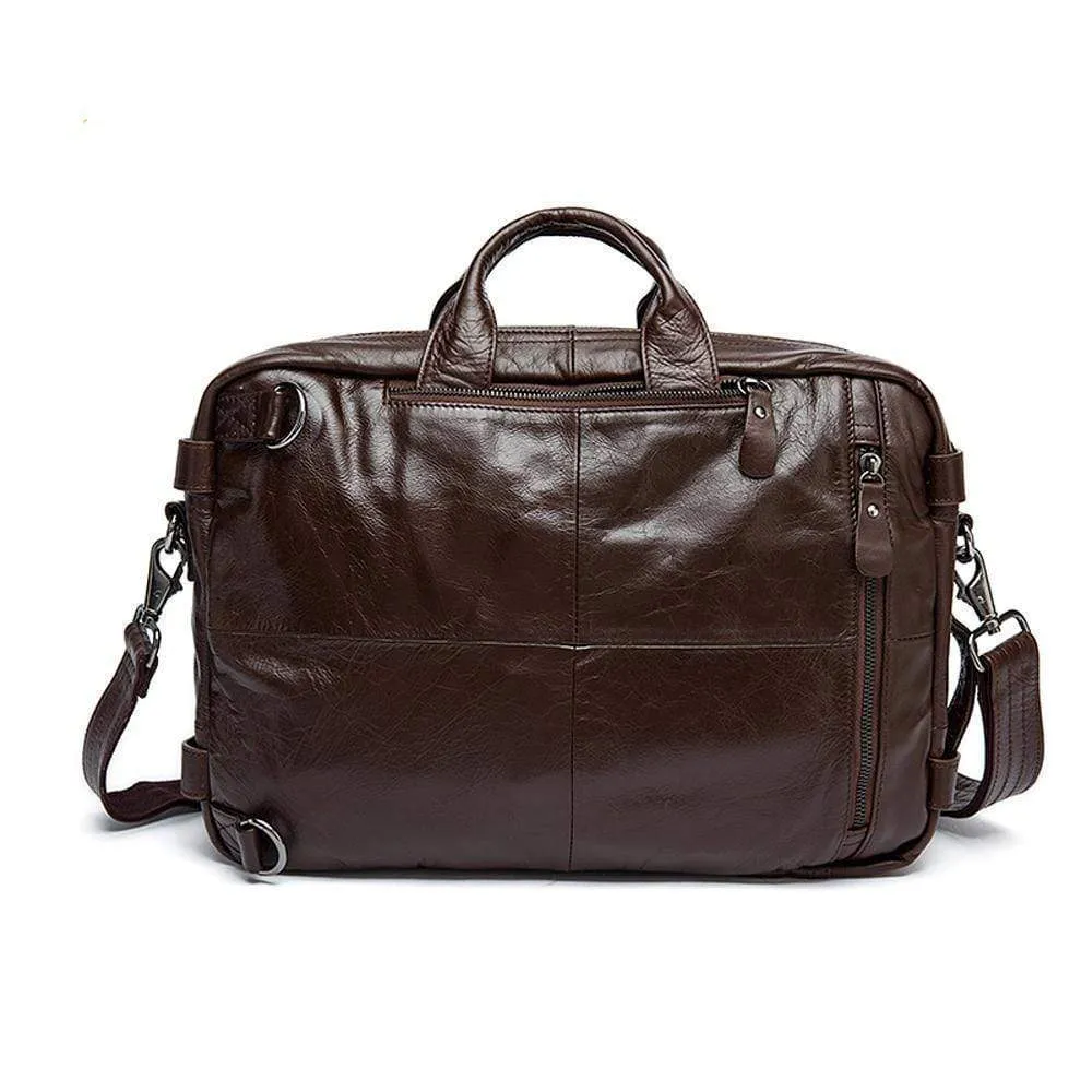 Rossie Viren  Men's Dual Large Capacity Vintage Leather Briefcase