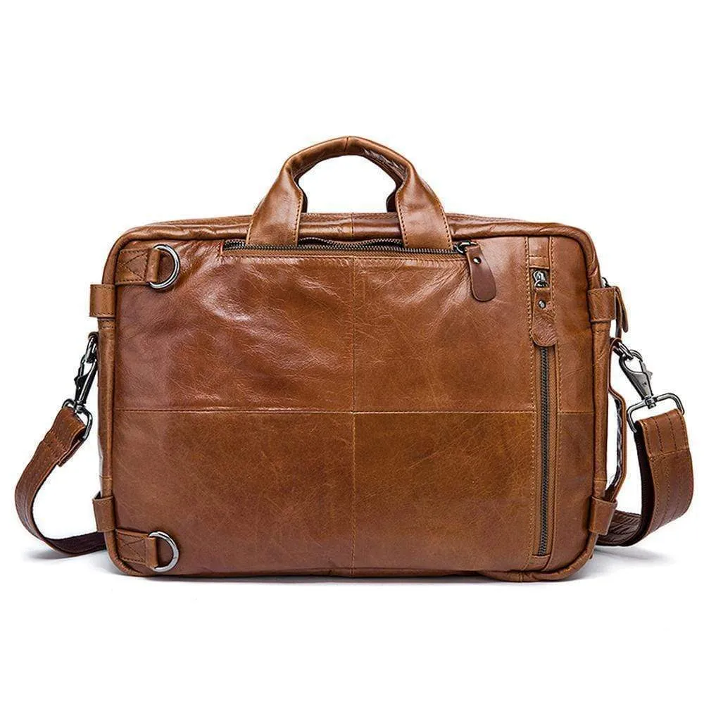 Rossie Viren  Men's Dual Large Capacity Vintage Leather Briefcase