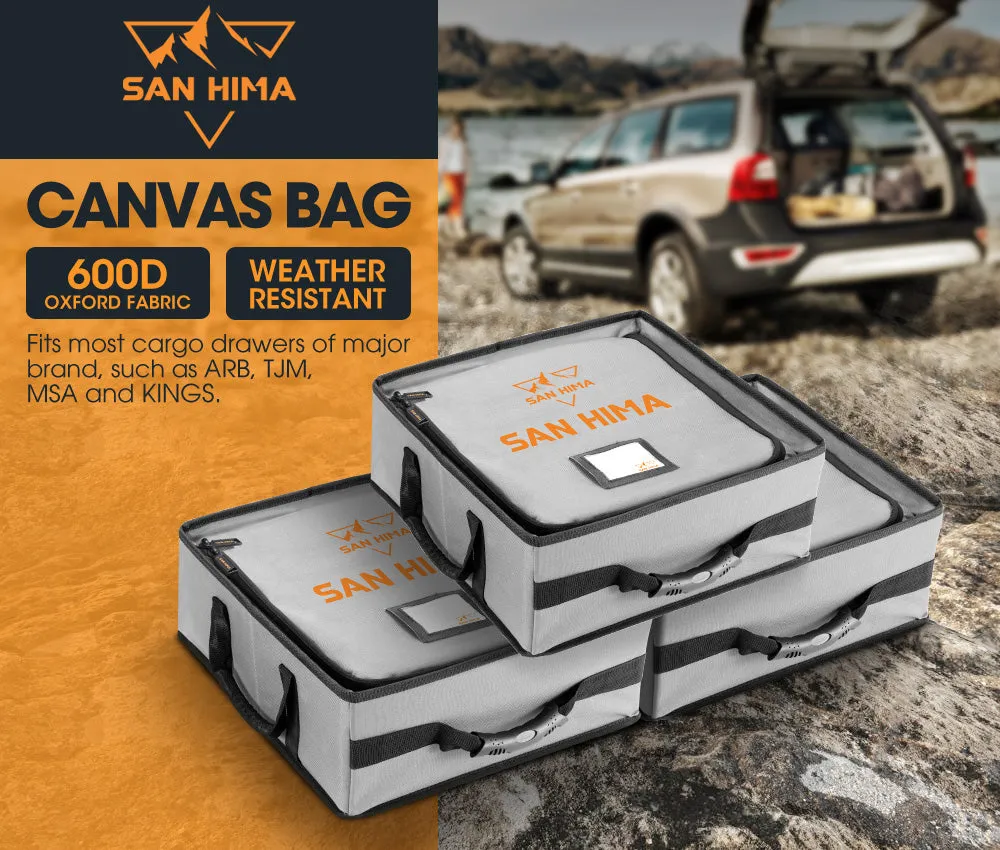 San Hima 3x Tough Canvas Bag Camping Storage Bag Weather Resistant 4WD  40cmx40cmx16cm