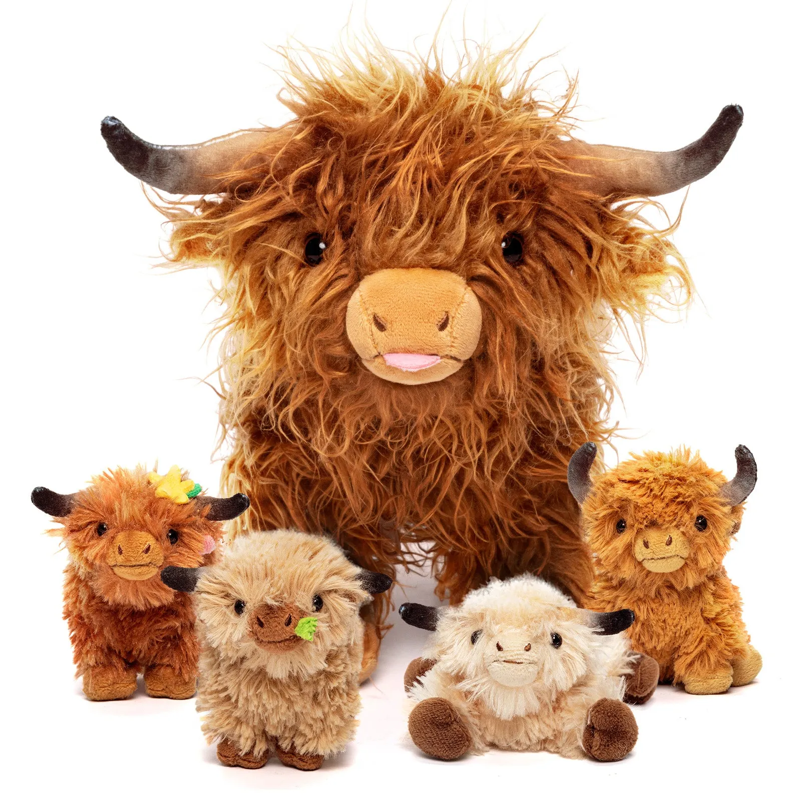 Scottish Highland Cow Cattle Stuffed Animal with 4 Babies Inside