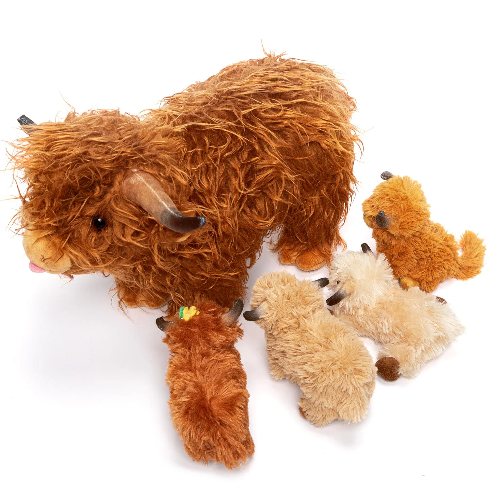 Scottish Highland Cow Cattle Stuffed Animal with 4 Babies Inside