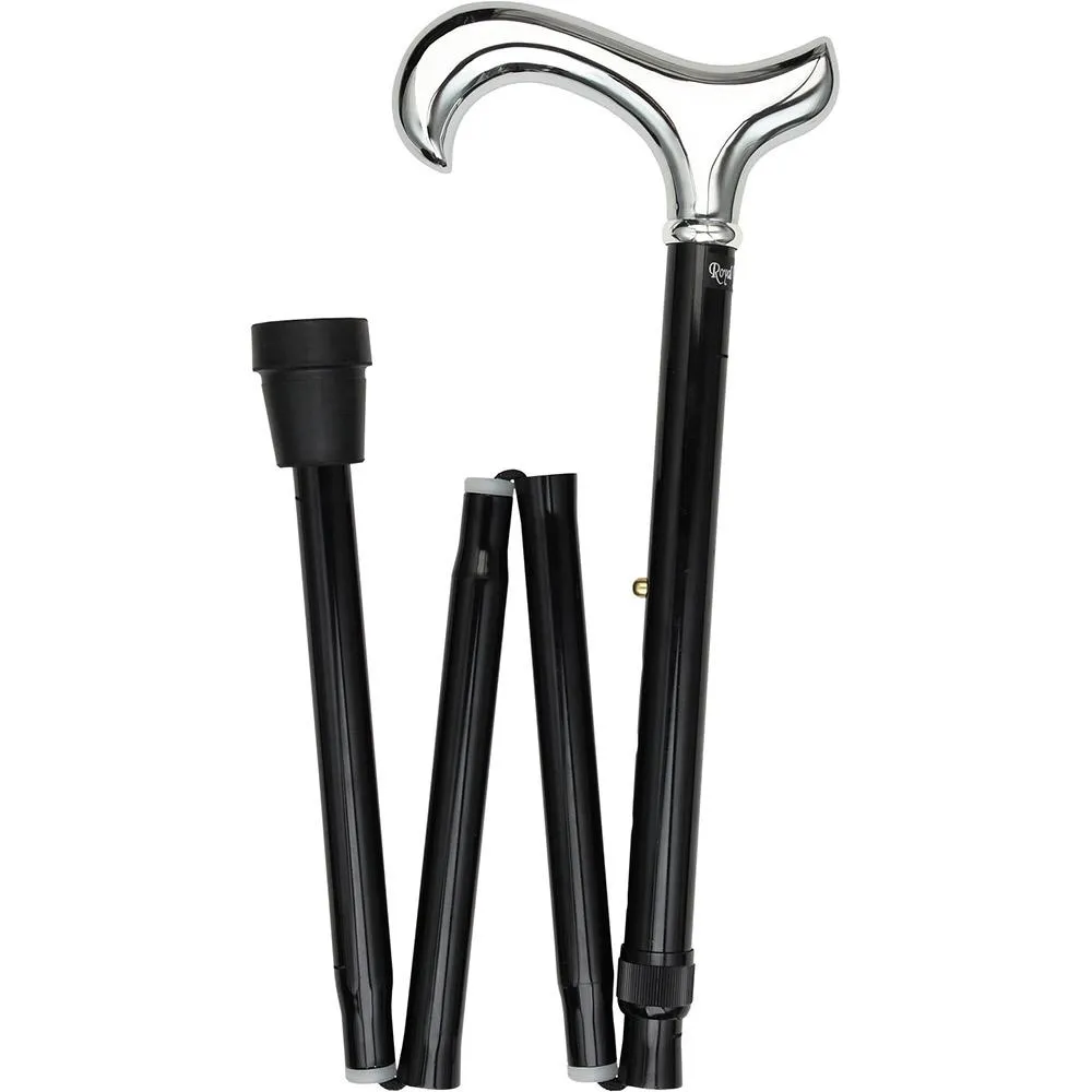 Scratch and Dent Luxury Chrome Derby Cane - Foldable, Adjustable Shaft V3430