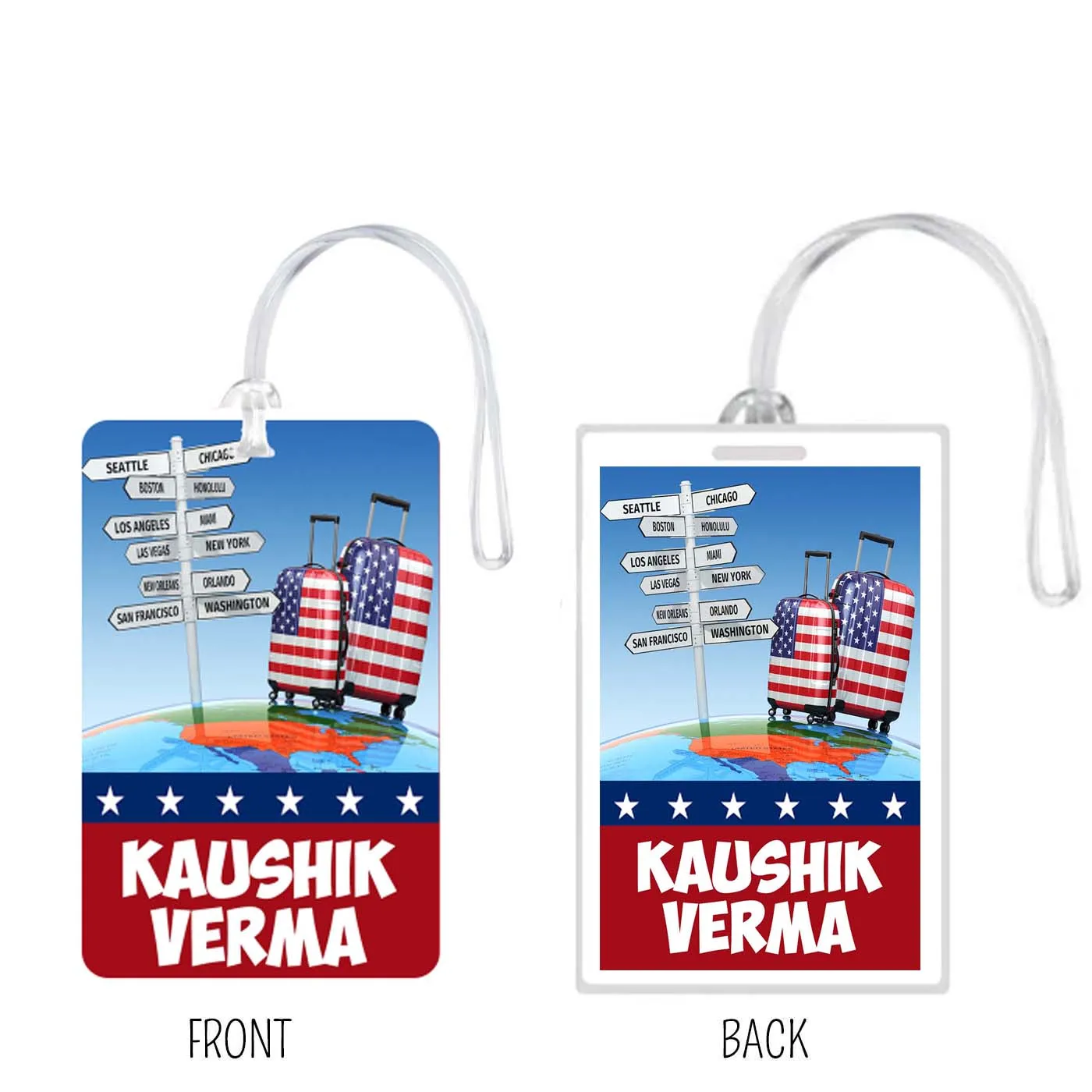 Set of 5 - USA Design - Luggage Tags