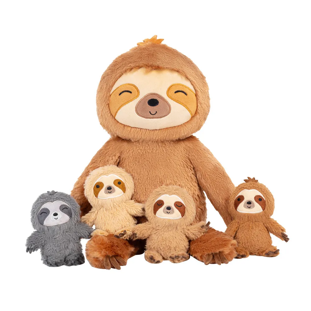 Sloth Family with 4 Babies Plush Playset Animals Stuffed Gift Set