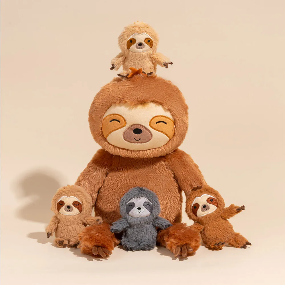 Sloth Family with 4 Babies Plush Playset Animals Stuffed Gift Set