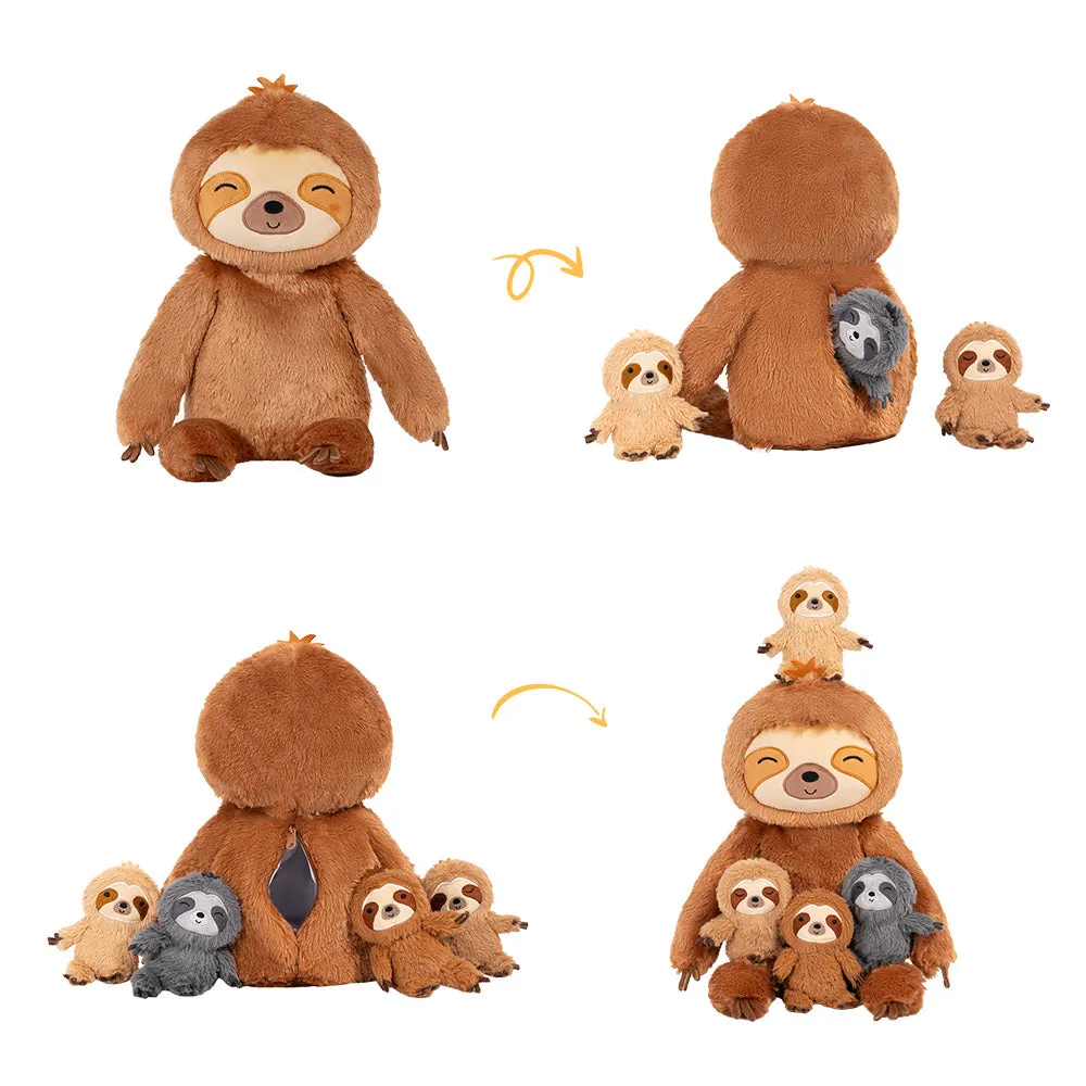 Sloth Family with 4 Babies Plush Playset Animals Stuffed Gift Set