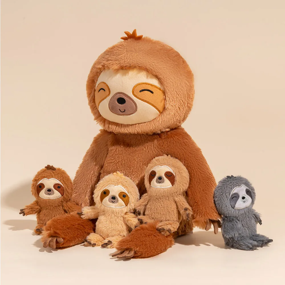 Sloth Family with 4 Babies Plush Playset Animals Stuffed Gift Set