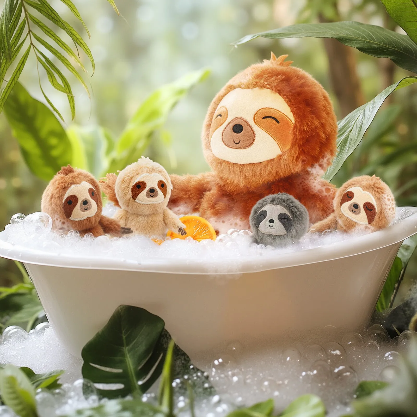 Sloth Family with 4 Babies Plush Playset Animals Stuffed Gift Set