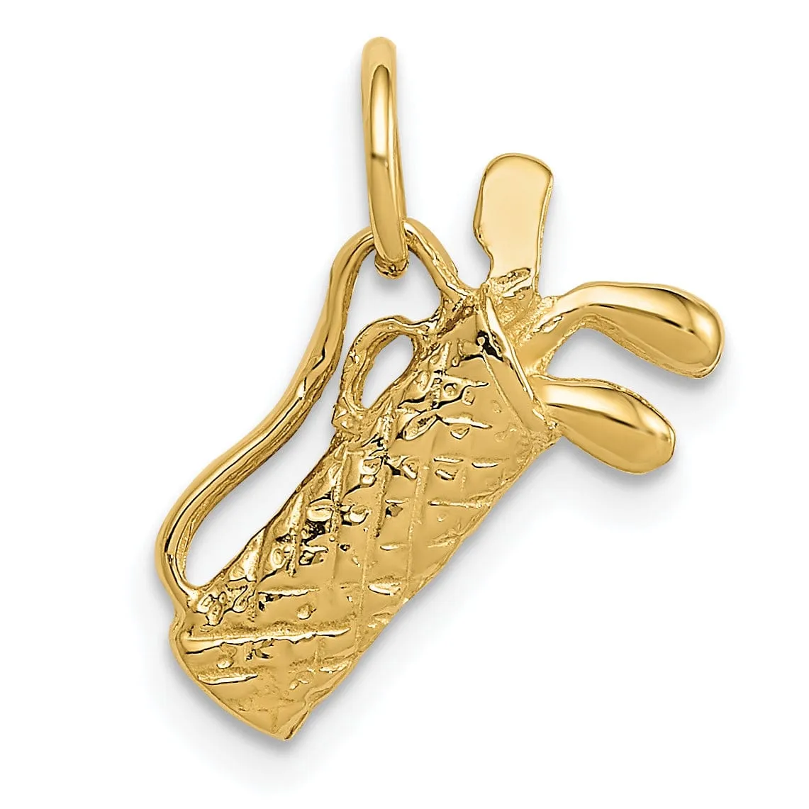 Solid 14 Yellow Gold 3 DGolf Bag Charm Pendant