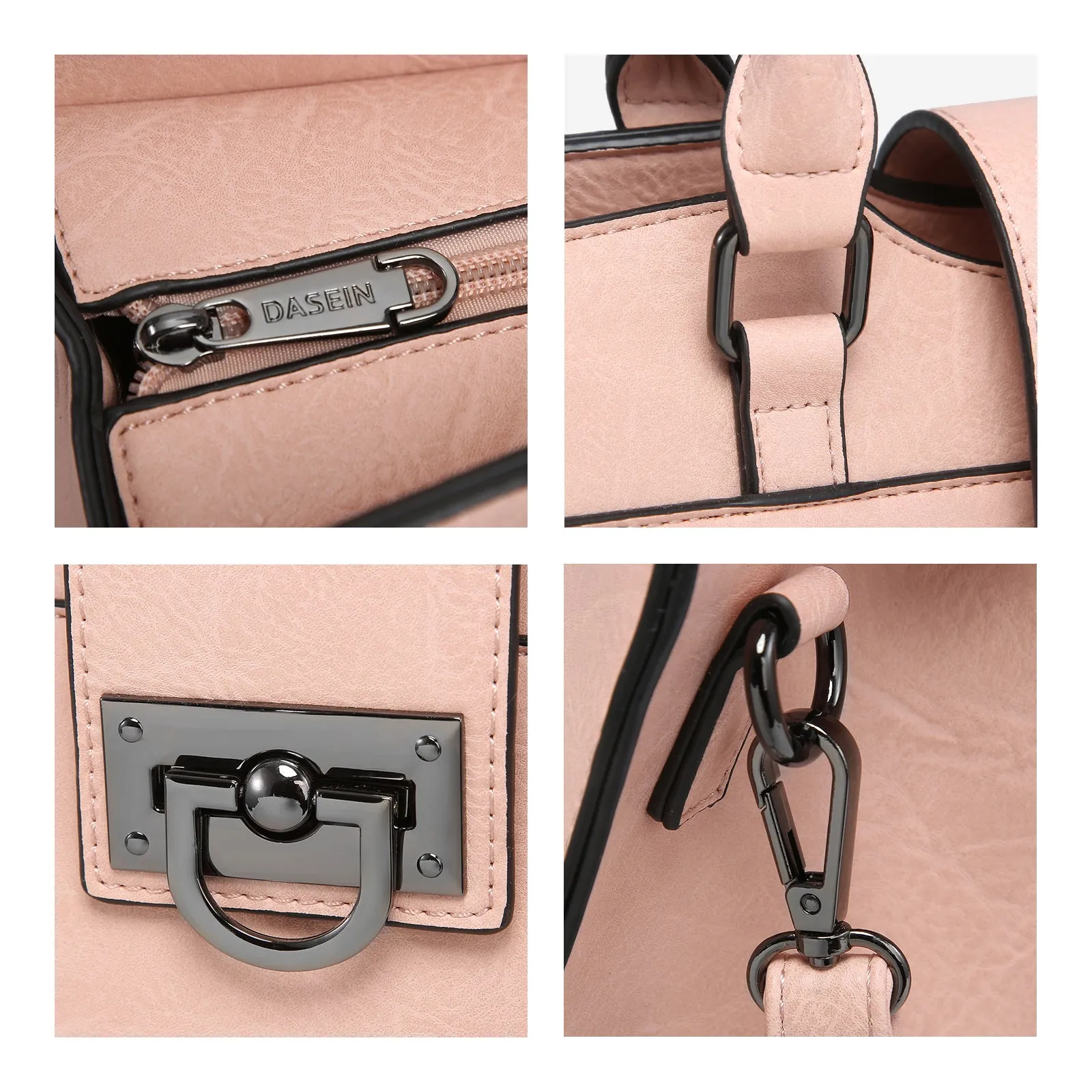 Solid-Color Satchel Handbag with Matching Wallet