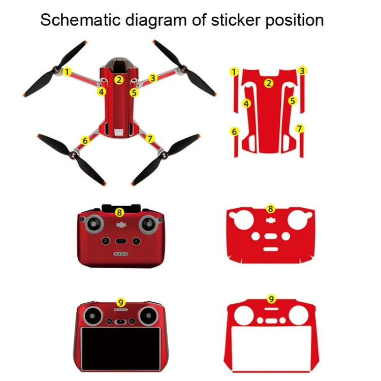 Sunnylife Drone Remote Control Protective Sticker For DJI Mini 3 Pro RC Version(Carbon Red)