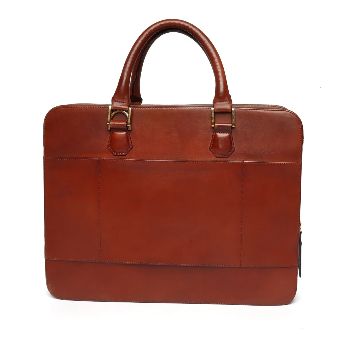 Tan Leather Laptop Briefcase