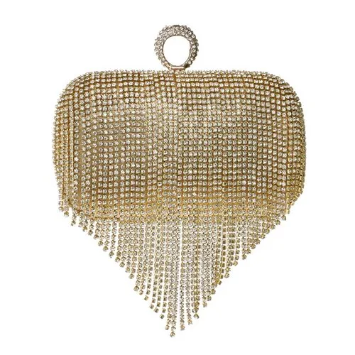 Tassel Rhinestones Day Clutch Evening Bag Chain Purse