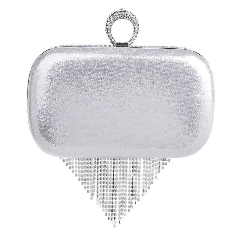 Tassel Rhinestones Day Clutch Evening Bag Chain Purse