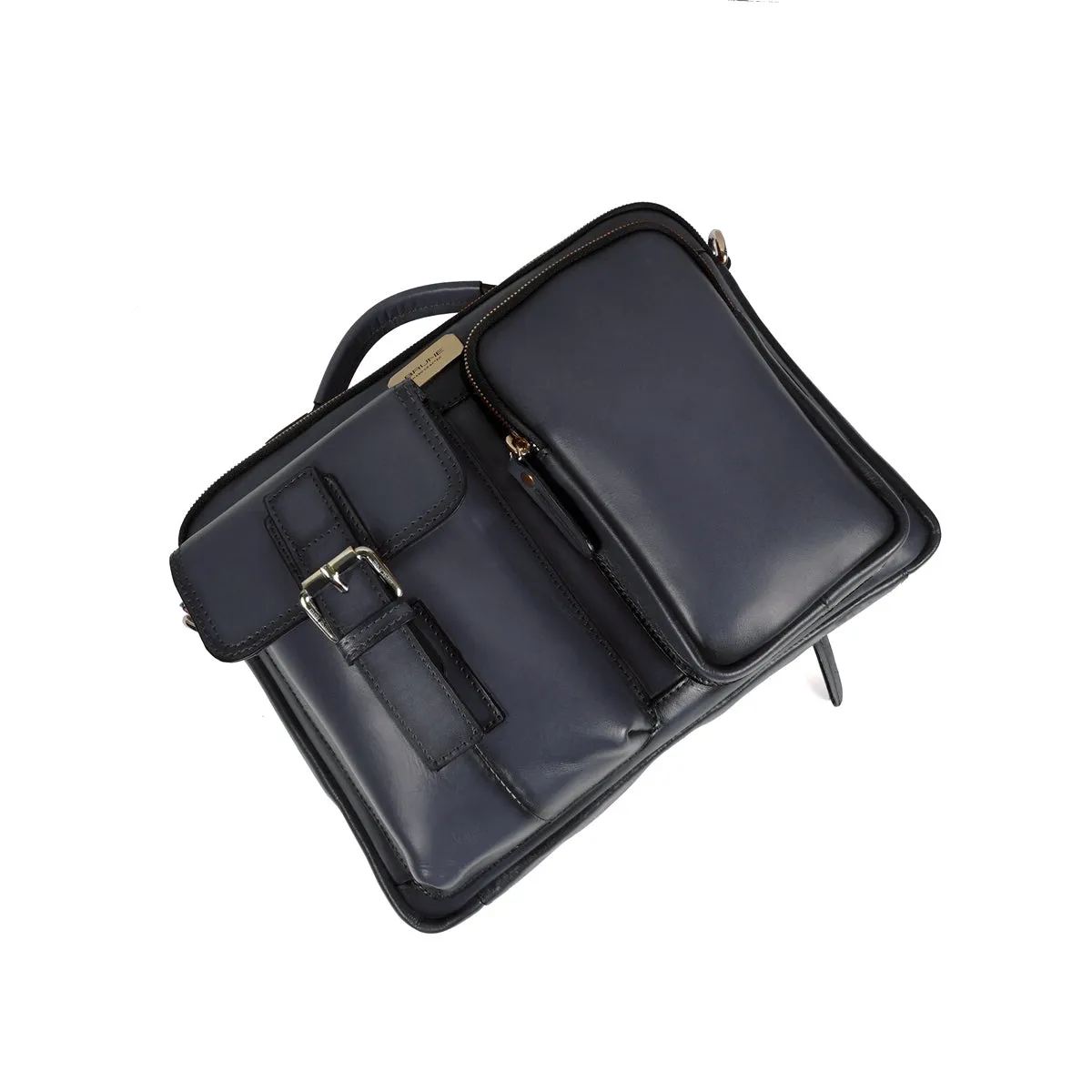 The Modern Quick Grey Office Briefcase With Extra Compartment By Brune & Bareskin