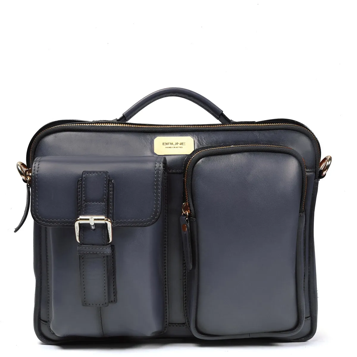 The Modern Quick Grey Office Briefcase With Extra Compartment By Brune & Bareskin