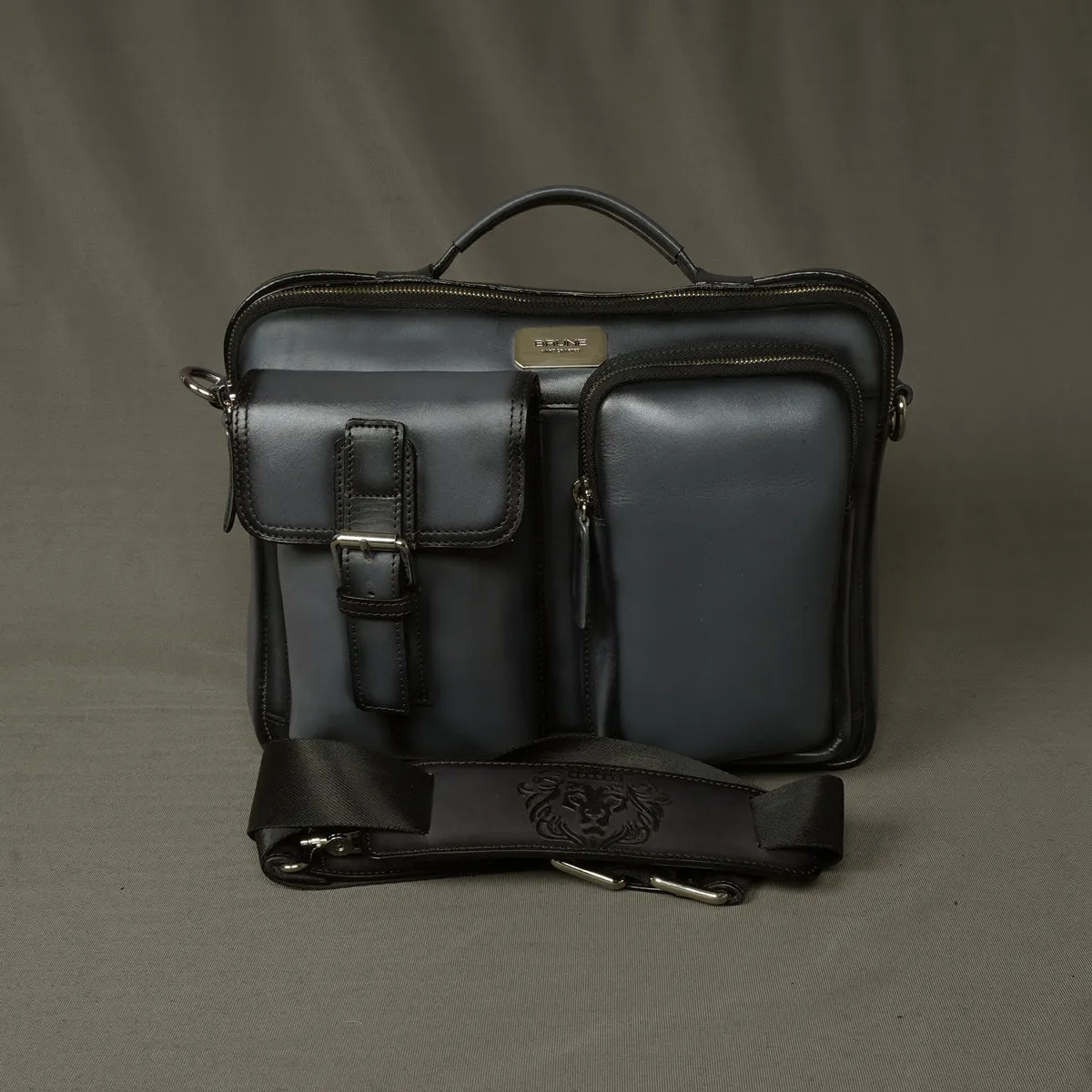 The Modern Quick Grey Office Briefcase With Extra Compartment By Brune & Bareskin