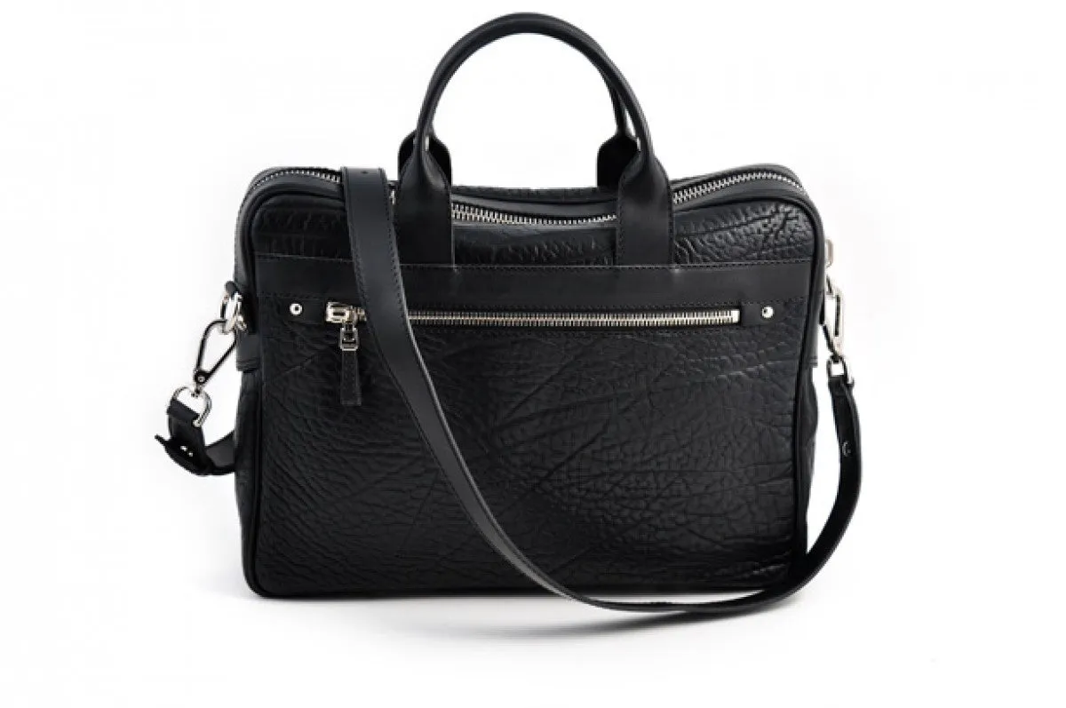 The Treviso Buffalo Leather Briefcase - Onyx Black