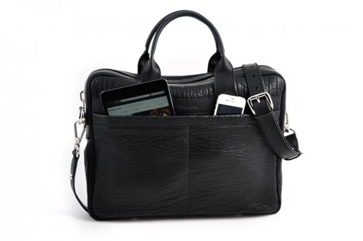 The Treviso Buffalo Leather Briefcase - Onyx Black