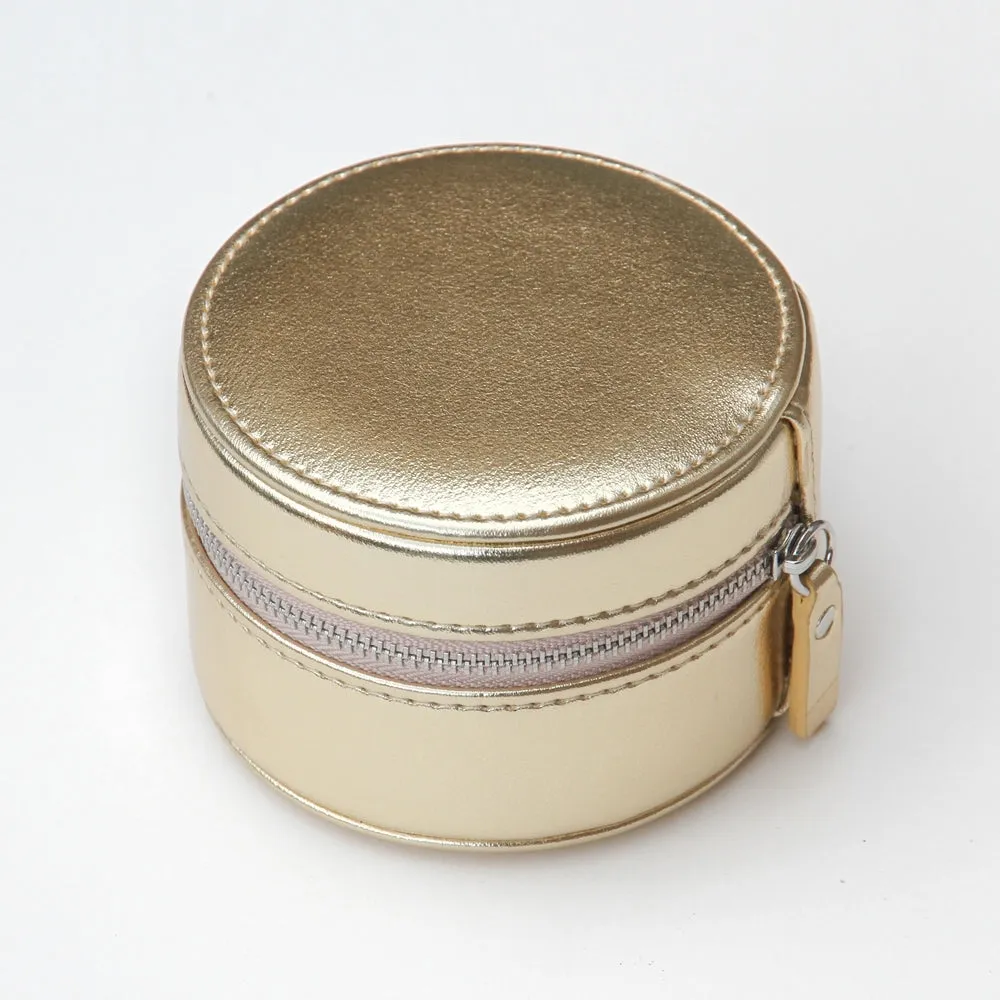 Travel Jewelry Box: Round Gold