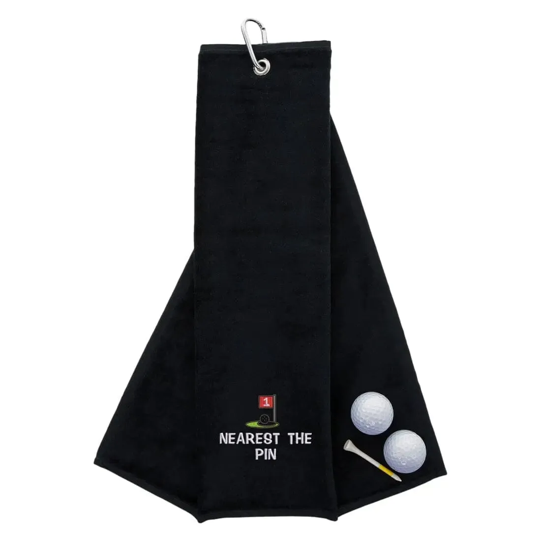 Tri-Fold Golf Towel Embroidered For Nearest The Pin Competition