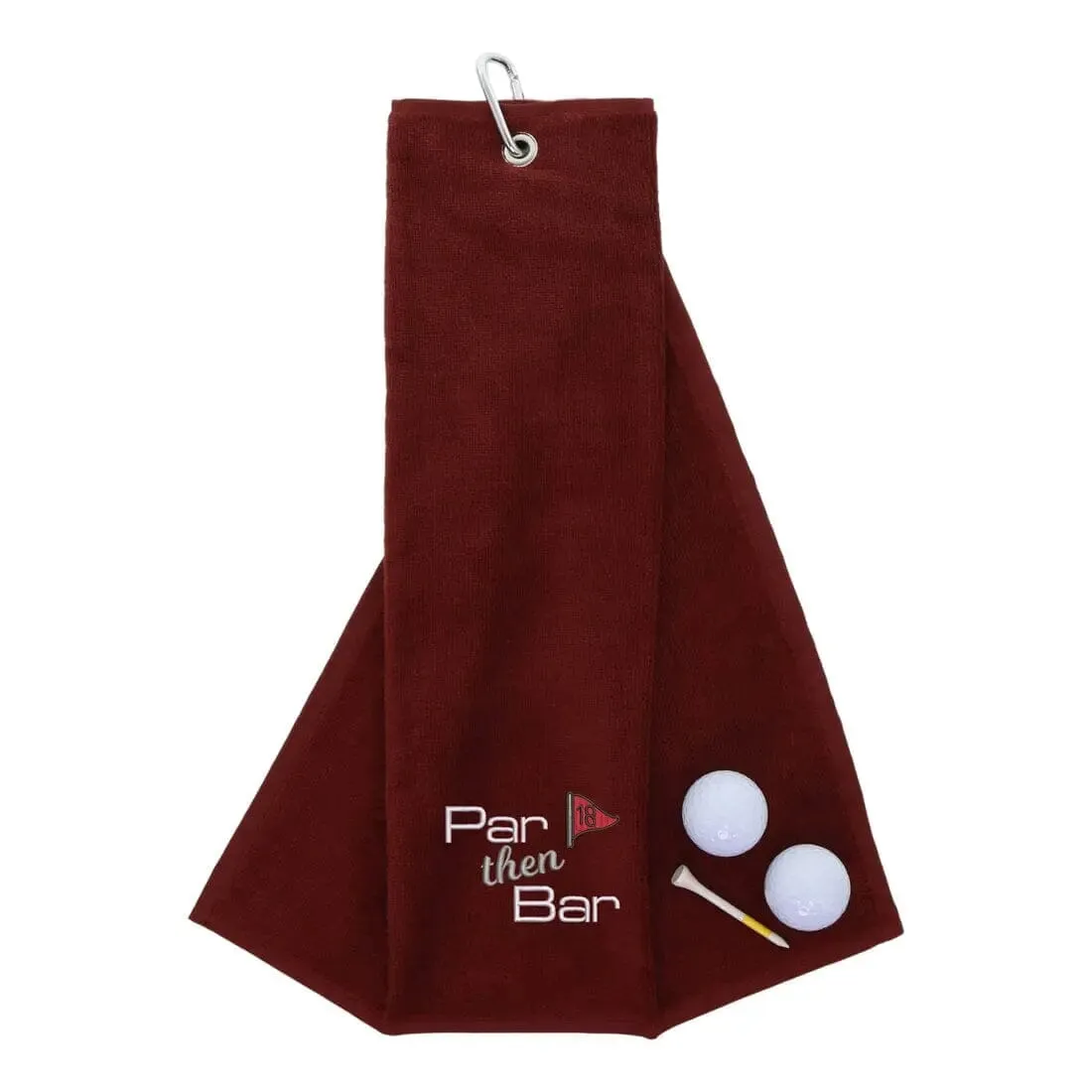 Tri-Fold Golf Towel Embroidered With Par Then Bar Logo